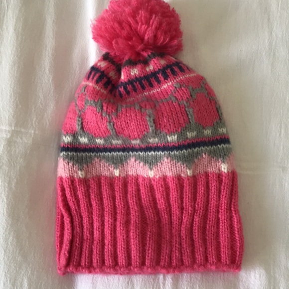 Gap Mohair Blend Winter Scarf and Hat Set Pink & Grey Fair Isle Pattern One Size - Picture 3 of 9